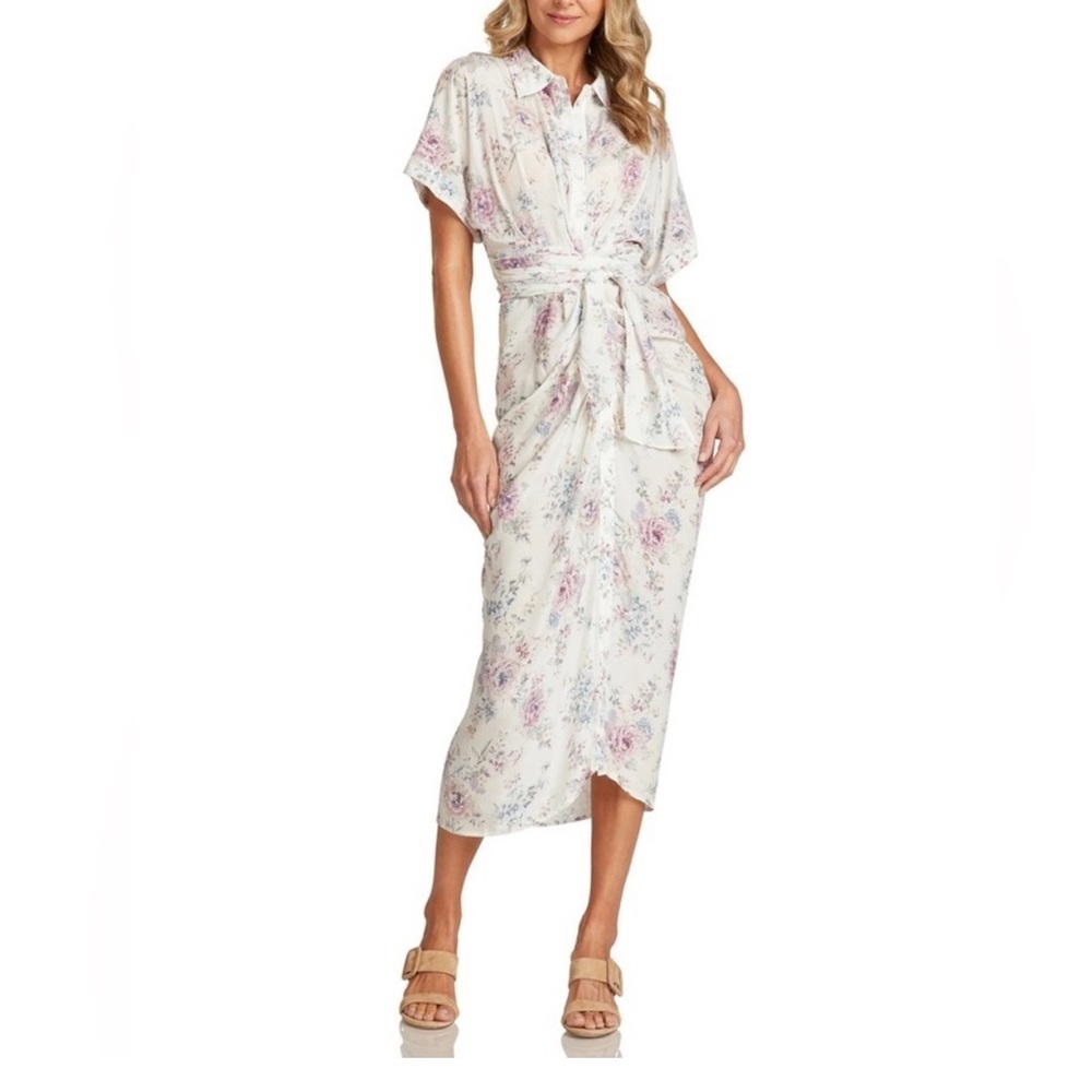 Trish Scully Floral Tie-Waist Midi Dress